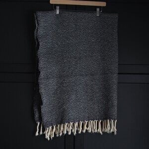 Wool Blanket in Grey Mix - 58" x 40" (not including fringe)